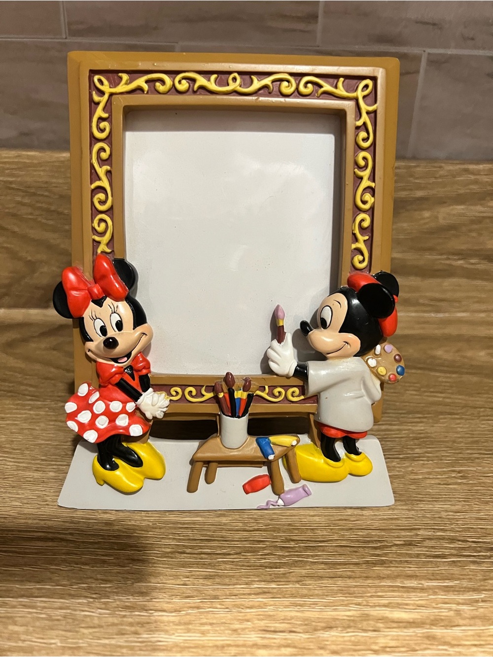 Vintage Disney Mickey & Minnie Artist Frame in Red, Yellow, Black